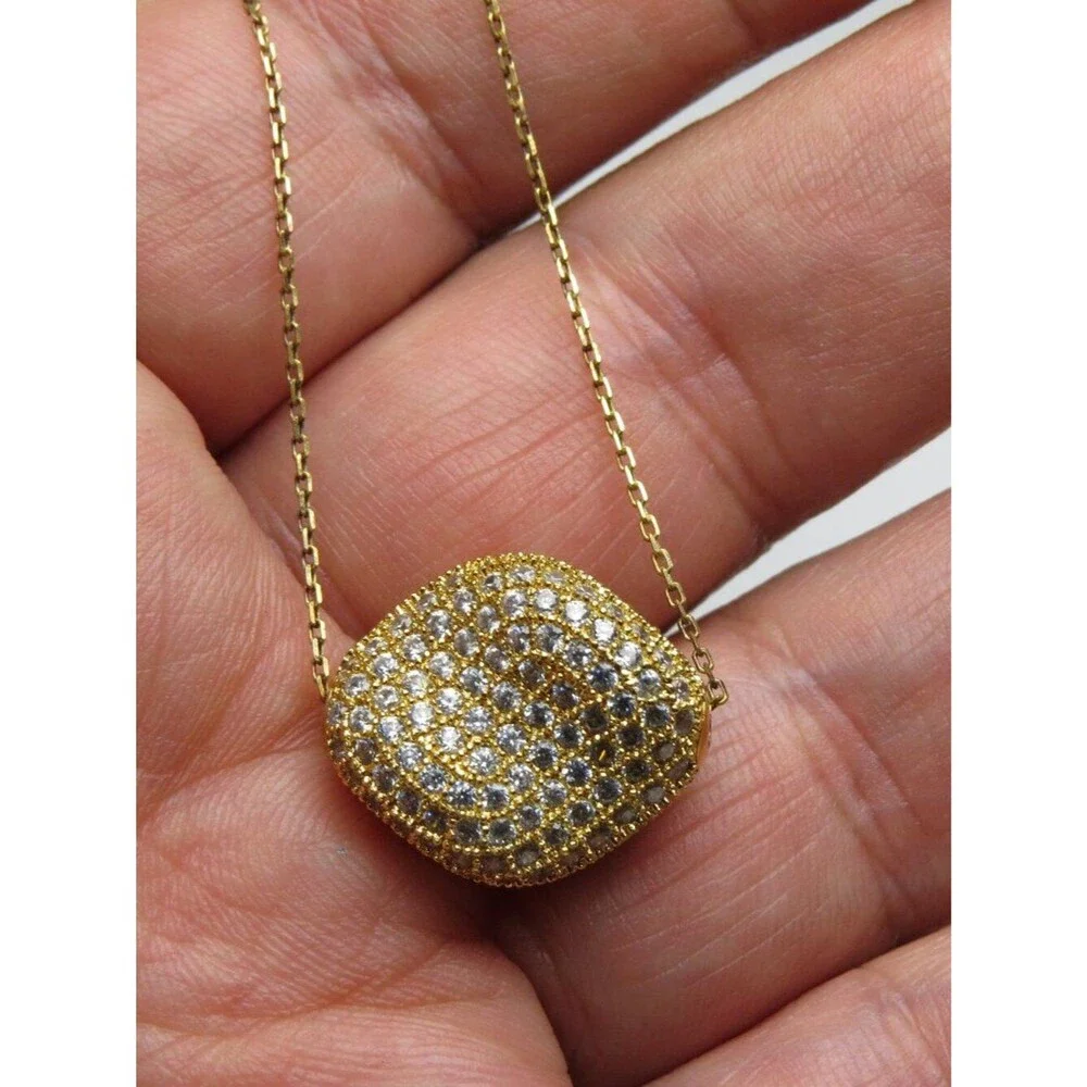 14k *925 Sterling Silver Diamond Pendent Necklace